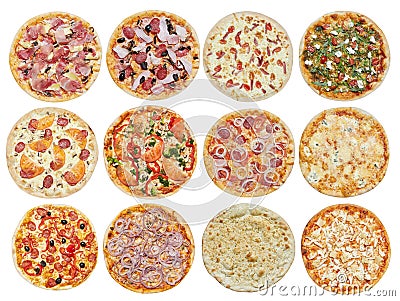 Set of different pizzas Stock Photo