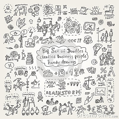 Big set of doodles creative business people icons Vector Illustration