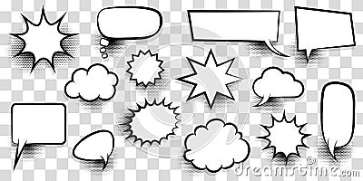 Big set empty speech bubble comic text Vector Illustration