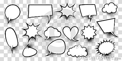 Big set empty speech bubble comic text Vector Illustration