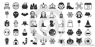 Big set of Halloween silhouette icon Vector Illustration