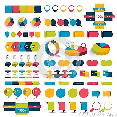 Big set of infographic elements charts, diagrams, speech bubbles. Vector Illustration