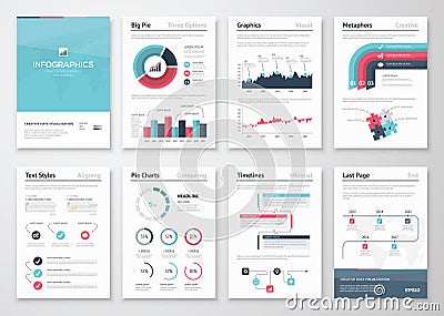 Big set of infographic vector elements and business brochures Vector Illustration