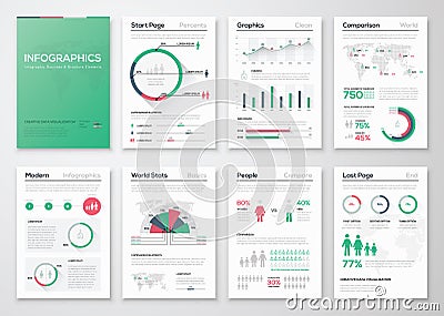 Big set of infographic vector elements in flat business style Vector Illustration