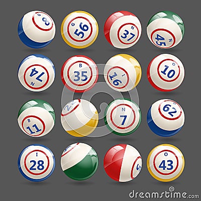 Big Set of Lottery Bingo Balls Vector Illustration