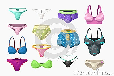 big set men and women underwear isolated Vector Illustration