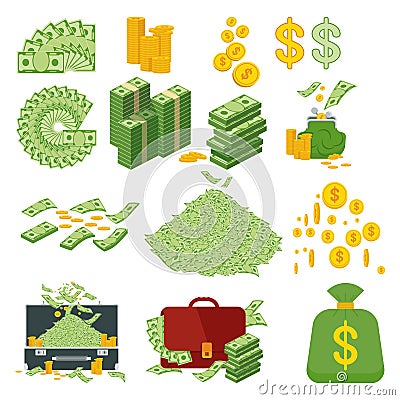 Big set of money Vector Illustration