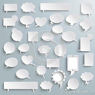 Big Set Paper Communication Bubbles Shadows Vector Illustration