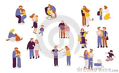 Big set of people figures, characters in different poses Vector Illustration