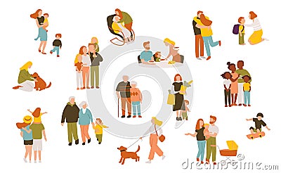 Big set of people figures, characters in different poses Vector Illustration