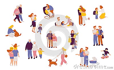 Big set of people figures, characters in different poses Vector Illustration