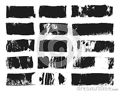 Big set of rectangular text box. Grunge paint stripe. Vector brush stroke. Black grunge spots with place for your text Vector Illustration