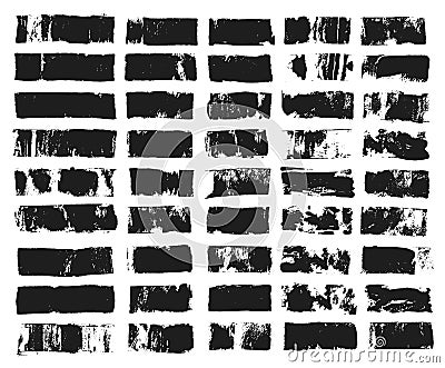 Big set of rectangular text box. Grunge paint stripe. Vector brush stroke. Black grunge spots with place for your text Vector Illustration