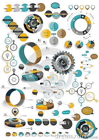 Big set of round infographic templates. Vector Illustration