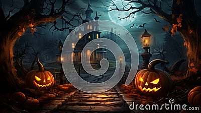 Big set of silhouettes of halloween on a white background illustration Cartoon Illustration