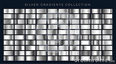 Big set of silver or platinum gradients Vector Illustration