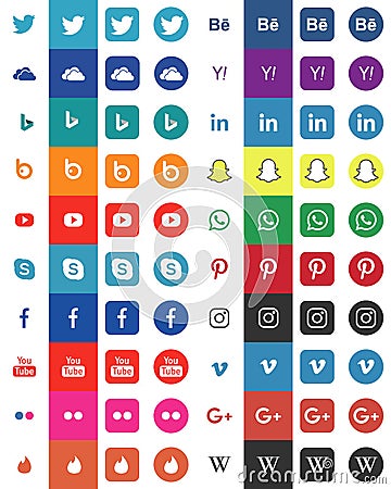 Big set of social media icons for your business in simply design Vector Illustration