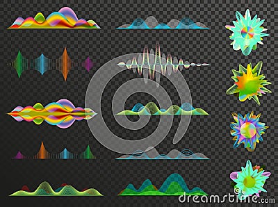 Big set of sound waves Vector Illustration