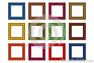 Big set of squared vintage .wooden frame for your design. Vintage cover. Place for text. Vintage colorful antique beautiful frames Vector Illustration