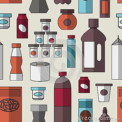 Big set of store products pattern Vector Illustration