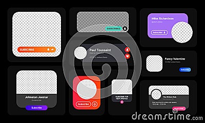 Big Set of Subcribe Notification Illustrations. Social Media UI Concept in Minimalistic Design. Empty Space for Adding Vector Illustration