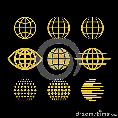 Big set of vector globes, collection of design elements for creating logos. Vector Illustration