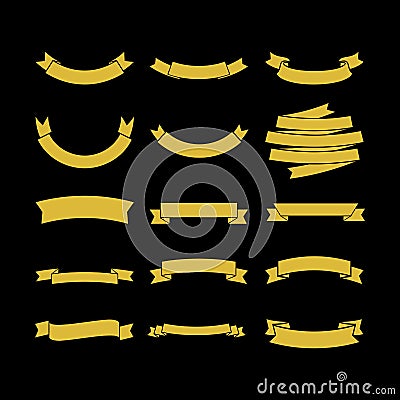 Big set of vector ribbons, collection of design elements for creating logos. Vector Illustration