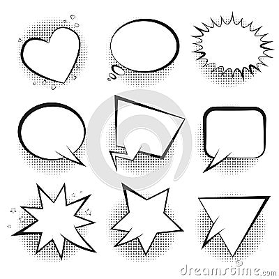 Big set of white retro comic speech bubbles Vector Illustration