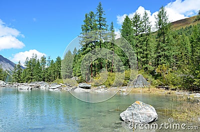 Big Shavlinskoe lake, Altai mountains, Russia Stock Photo