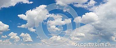 Big size panorama of Blue sky and white clouds, sunny day Stock Photo