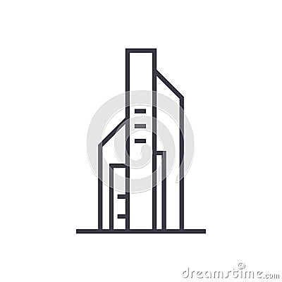 Big skyscrapper vector line icon, sign, illustration on background, editable strokes Vector Illustration