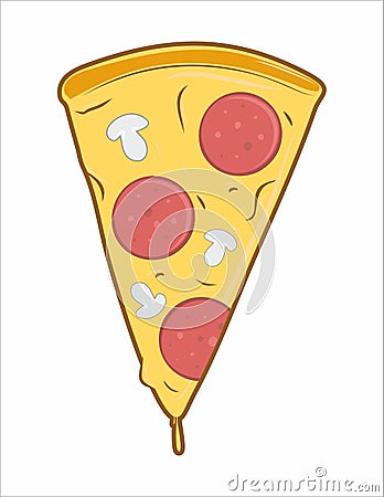 Big slice of pizza with cheese Vector Illustration