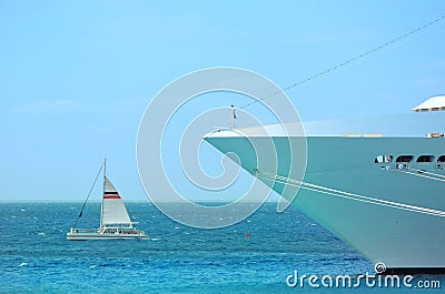 Big and small boat Stock Photo