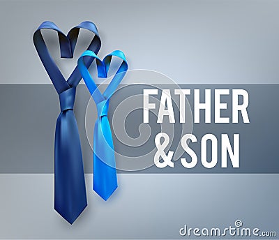 Father son love necktie. Vector Illustration