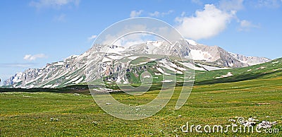 Big snowy mountain in Caucasian Nature Reserve Stock Photo