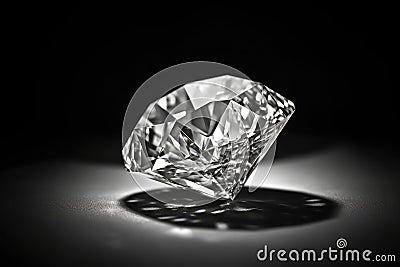 A big sparkling diamond of a drk surface created with generative AI technology Stock Photo