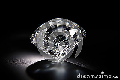 A big sparkling diamond of a drk surface created with generative AI technology Stock Photo