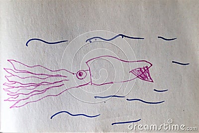 Big squid swimming in the ocean Stock Photo