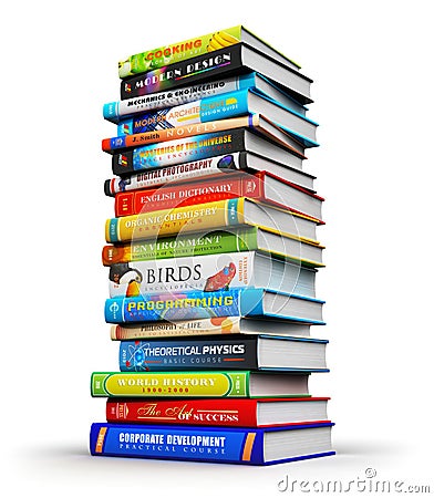 Big stack of color hardcover books Stock Photo