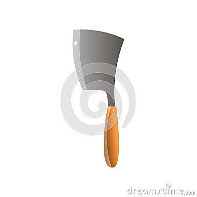 Big steel metal meat knife with wood handled Vector Illustration