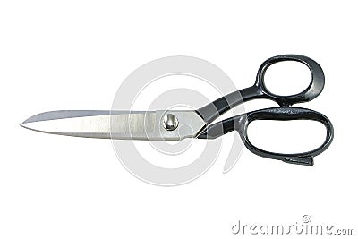 Big steel scissors for hard material cutting Stock Photo