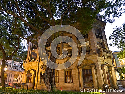 Big stone colonial building, Shamian Island, Guangzhou city, Guangdong, China. Stock Photo