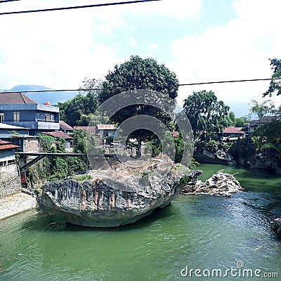 Big Stone in the River Stock Photo