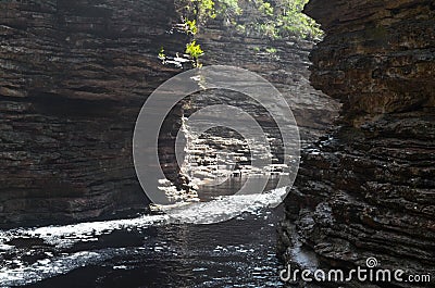 Strong waterfall at Chapada Diamantina national park. Brazil Stock Photo