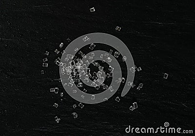 Big Sugar Crystals or Sucrose Crystals on Black Background Stock Photo