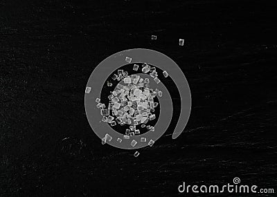 Big Sugar Crystals or Sucrose Crystals on Black Background Stock Photo