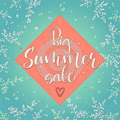 Big summer sale vector colour calligraphy Vector Illustration