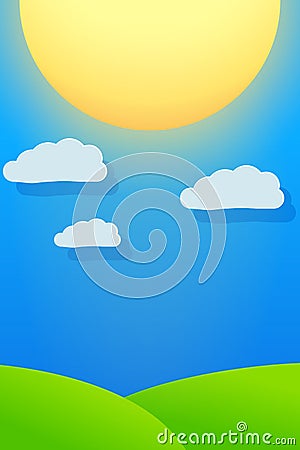 Big sun and blue sky Vector Illustration