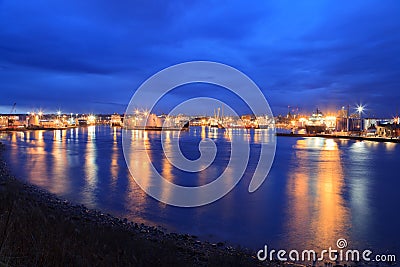 Big supply boats in Aberdeen harbor on 27 January 2016. Editorial Stock Photo