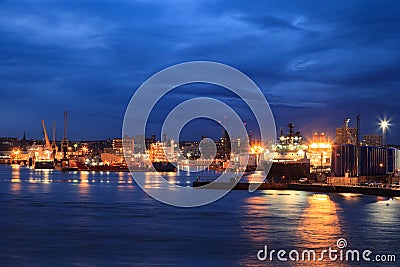 Big supply boats in Aberdeen harbor on 27 January 2016. Editorial Stock Photo